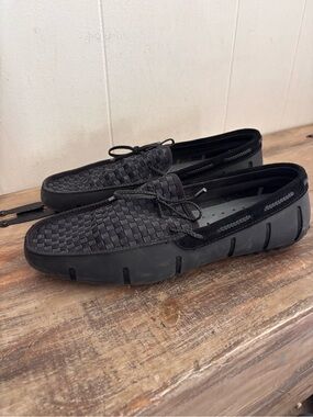 Swims Black Woven Driving Loafers Size 10